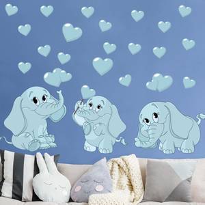 Wandtattoo - Drei Elefantenbabies Herzen 100 x 100 cm