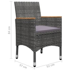 Salle à manger (lot de 5) 3068748 Gris - Bois massif - Bois/Imitation - 70 x 74 x 140 cm