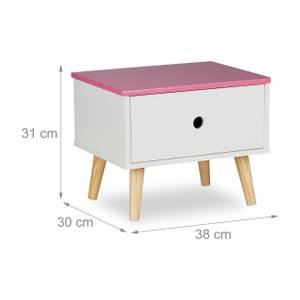 Nachttisch für Kinder mit Schublade Braun - Pink - Weiß - Holzwerkstoff - 38 x 31 x 30 cm