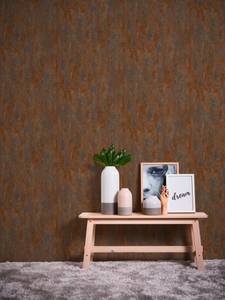 Tapete Rostoptik Loftstil Braun - Kupfer - Orange