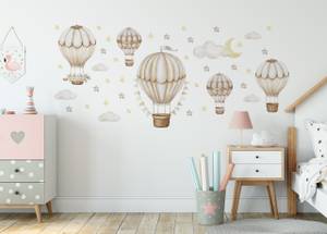 Wandsticker Ballons Wolken Sterne Beige - Braun - Grau - 60 x 30 x 30 cm