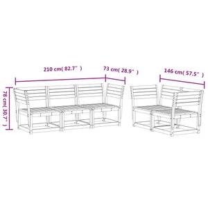 Gartensitzgruppe K495(5-tlg) Braun - Massivholz - 78 x 73 x 64 cm