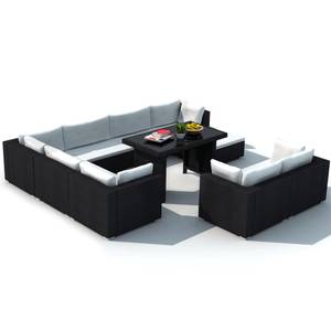 Garten-Lounge-Set (10-teilig) 296260 Schwarz - Kunststoff - Polyrattan - 66 x 70 x 108 cm