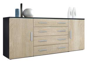 Sideboard Faro V2 Eiche Sägerau Dekor - Weiß - Breite: 166 cm