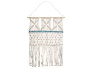 Suspension murale en tissu KALADY Beige - Bleu - Fibres naturelles - 66 x 141 x 1 cm