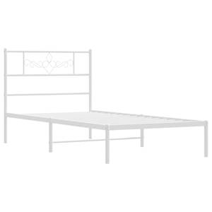 Bettgestell mit Kopfteil X859 Weiß - Metall - 85 x 90 x 207 cm