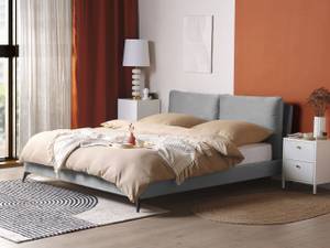 Lit double MELLE Noir - Gris - Largeur : 196 cm