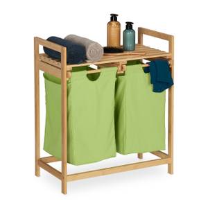 Meuble à linge en bambou Marron - Vert - Bambou - Textile - 64 x 73 x 33 cm