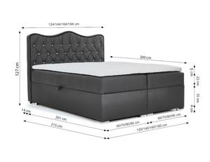 Boxspringbett TANSEL Grau - Breite: 185 cm