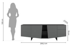 Kommode Wing Grau - Holzwerkstoff - 201 x 70 x 42 cm