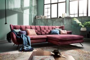 Ecksofa CHARME Pink - Massivholz - Textil - 300 x 95 x 175 cm