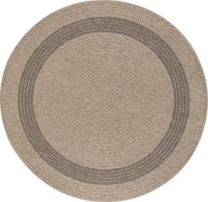 Runder Jute-Look In-/Outdoor-Teppich RYE Schwarz - Braun - Kunststoff - Textil - 160 x 1 x 160 cm