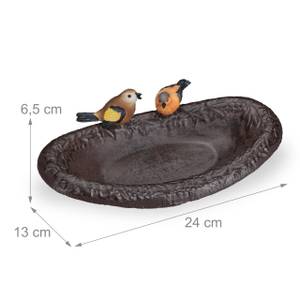 Vogeltränke Gusseisen mit Vögeln Braun - Orange - Metall - Kunststoff - Stein - 24 x 7 x 13 cm