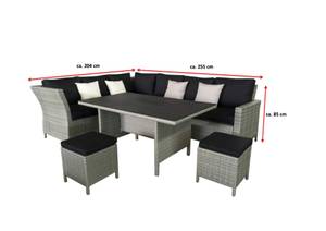 Classic Dining Lounge 3in1 Sitzgruppe Grau - Polyrattan - 280 x 84 x 262 cm