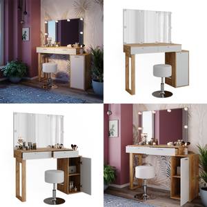 Schminktisch Regina 47735 Braun - Weiß - Holzwerkstoff - 130 x 88 x 40 cm