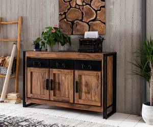 PANAMA Sideboard Schwarz - Braun - Metall - Massivholz - Holzart/Dekor - 140 x 90 x 40 cm