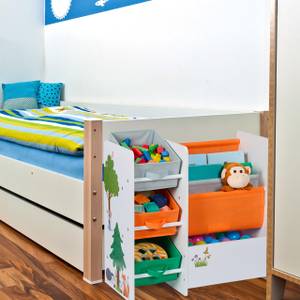 Kinderregal mit Boxen Grün - Orange - Weiß - Holzwerkstoff - Metall - Textil - 64 x 64 x 30 cm