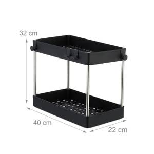 Lot de 2 rangements sous évier Noir - Argenté - Métal - Matière plastique - 40 x 32 x 22 cm