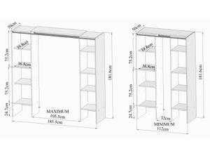 Dressing EMERIC Gris - Bois manufacturé - 50 x 182 x 185 cm