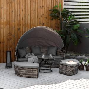 Sonneninsel Set 862-047 Grau - Polyrattan - 180 x 147 x 175 cm