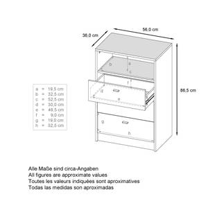 Pino V2 Kommode Hochglanz Grau - Weiß