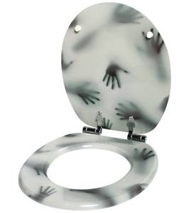 WC-Sitz mit Absenkautomatik Shadow Hands Grau - Holzwerkstoff - 38 x 6 x 47 cm