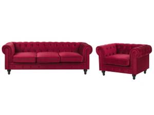 Chesterfield Sofa CHESTERFIELD 2-tlg Schwarz - Rot - 201 x 70 x 75 cm