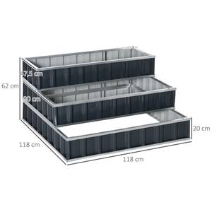 Hochbeet 845-640CG Grau - Metall - 118 x 62 x 118 cm