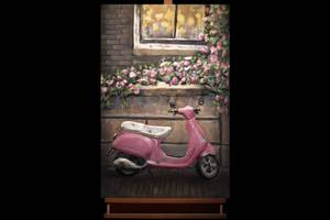 Tableau métallique 3D Pink Ride Rose foncé - Métal - 60 x 90 x 6 cm