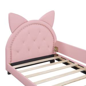 Kinderbett Nala Pink - Massivholz - Kunstleder - 96 x 96 x 214 cm