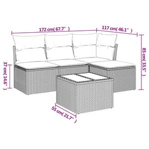 Gartensitzgruppe K4984(5-tlg) Schwarz - Massivholz - 69 x 117 x 172 cm