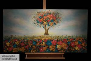 Tableau peint Champ des Facettes Bois massif - Textile - 120 x 60 x 4 cm