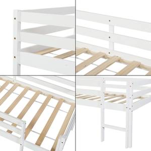 Lit enfant Siikalatva avec matelas Blanc - Bois massif - Bois/Imitation - 96 x 83 x 205 cm