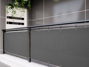 Balkon Sichtschutzmatte Polyrattan PVC Grau - Kunststoff - 300 x 90 x 300 cm
