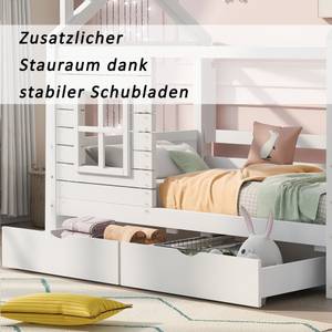 Hausbett Thalassas Ⅴ Weiß - Holzwerkstoff - Metall - Massivholz - Holzart/Dekor - 86 x 154 x 166 cm