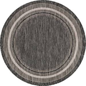 Outdoor Teppich Tulum Schwarz - Kunststoff - Textil - 122 x 122 cm