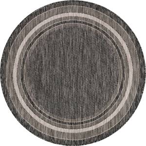 Tapis d'extérieur Tulum Border Noir - Matière plastique - Textile - 122 x 122 cm