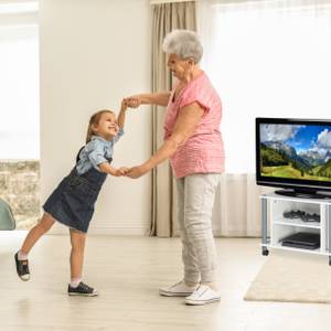 Meuble TV sur rouettes et compartiments Gris - Blanc