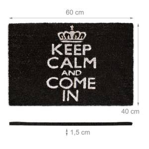 Fußmatte KEEP CALM Kokos schwarz Schwarz - Weiß - Naturfaser - Kunststoff - 40 x 2 x 60 cm