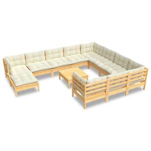 Garten-Lounge-Set Weiß - Massivholz - 64 x 29 x 64 cm