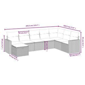 Gartensitzgruppe K6690(8-tlg) Beige - Massivholz - 69 x 62 x 62 cm