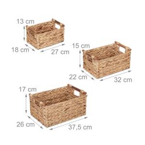 Aufbewahrungskorb 3er Set Braun - Metall - Rattan - 38 x 17 x 26 cm