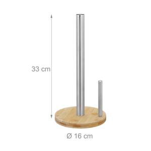 Runder Küchenrollenhalter mit Abrollstop Braun - Silber - Bambus - Metall - 16 x 33 x 16 cm