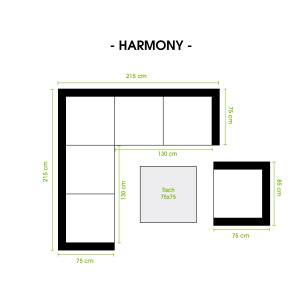 Gartenmöbelset Harmony Schwarz - Polyrattan - 75 x 70 x 215 cm