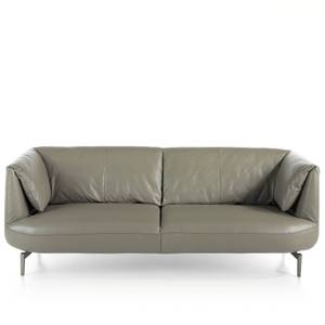 Sitzer-Sofa mit grauem Rindsleder Grau - Echtleder - Textil - 210 x 78 x 90 cm