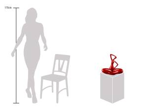 Sculpture moderne En Tailleur Rouge - Pierre artificielle - Matière plastique - 25 x 28 x 13 cm