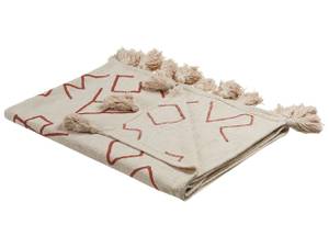 Kuscheldecke BHIWANI Beige - Rot - Naturfaser - 130 x 1 x 180 cm