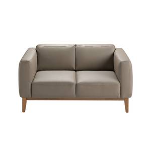 Sitzer-Sofa,gepolstert mit Leder Details Braun - Grau - Echtleder - Textil - 159 x 77 x 92 cm