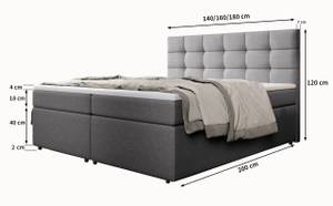 Boxspringbett PALMA Hellgrau - Breite: 140 cm