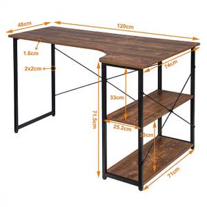 Schreibtisch Michaela Braun - Holzwerkstoff - Metall - 120 x 72 x 74 cm